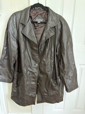 Lane Bryant Dark Brown Leather Button-Front Jacket